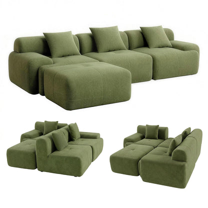 Artiss 300cm Modular Sofa Bed Comfort L-Shaped Sectional Boneless Couch Green