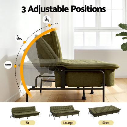 Artiss Sofa Bed, 1.9m 3-Seater Soft Innerspring Adjustable Couch Futon Chair for Apartment Dorm Living Room Office Study Bedroom, Green