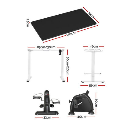 140cm Artiss Electric Standing Desk with Mini Pedal Exercise Bike Home Office