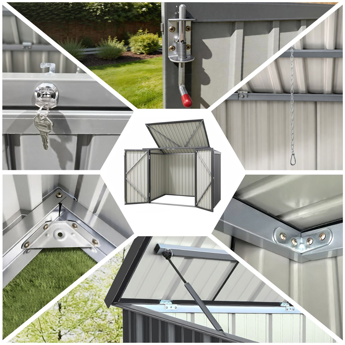 Giantz Garden Shed Wheelie Bin Storage Enclosure Outdoor Lockable Steel Cabinet