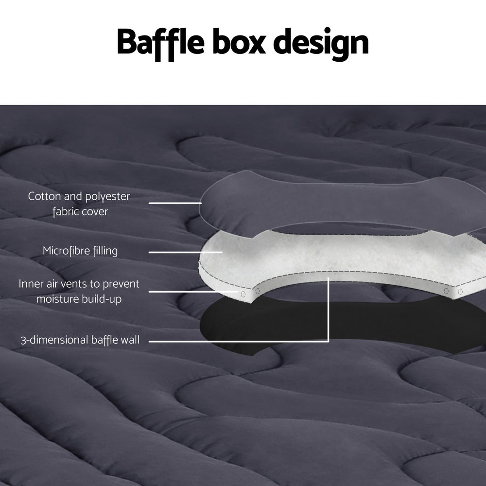 Giselle Bedding 3-Zone Pillowtop Mattress Topper 1000GSM for Back Pain Relief Washable with 45cm Deep Pocket Single