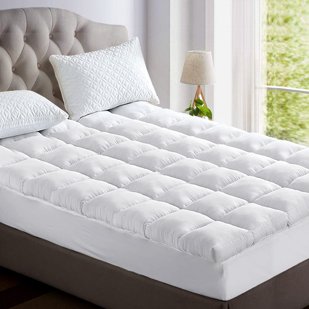 Giselle Bedding 5cm Bamboo Pillowtop Mattress Topper 1000GSM Mattress Pad for Back Pain Relief Washable Breathable Protector with 45cm Deep Pocket Double