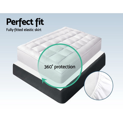 Giselle Bedding 5cm Bamboo Pillowtop Mattress Topper 1000GSM Mattress Pad for Back Pain Relief Washable Breathable Protector with 45cm Deep Pocket Double