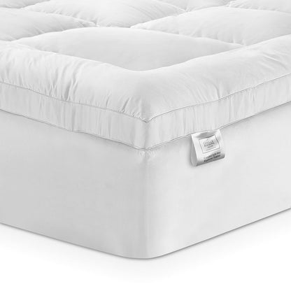 Giselle Bedding 5cm Bamboo Pillowtop Mattress Topper 1000GSM Mattress Pad for Back Pain Relief Washable Breathable Protector with 45cm Deep Pocket Double