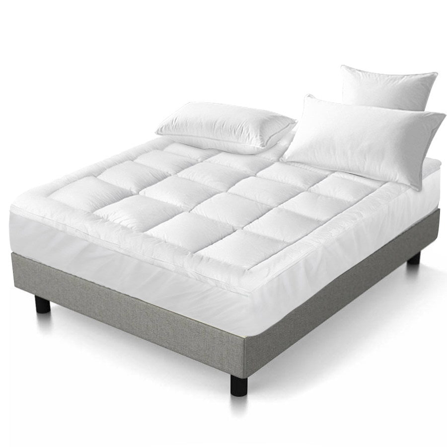 Giselle Bedding 5cm Bamboo Pillowtop Mattress Topper 1000GSM Mattress Pad for Back Pain Relief Washable Breathable Protector with 45cm Deep Pocket Double