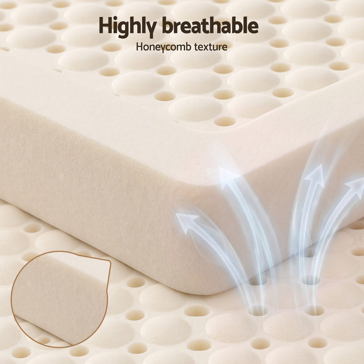 Giselle Bedding Double Latex Mattress Topper 7-Zone Natural Latex Core Breathable 5cm