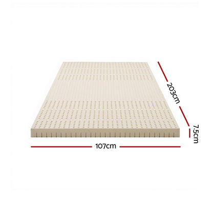 Giselle Bedding Latex Mattress Topper, 7.5cm Thick 7-Zone Pressure Relief Bed Pad with Washable Cover, Cooling Breathable Mat for Side Sleepers & Back Pain, Beige King Single