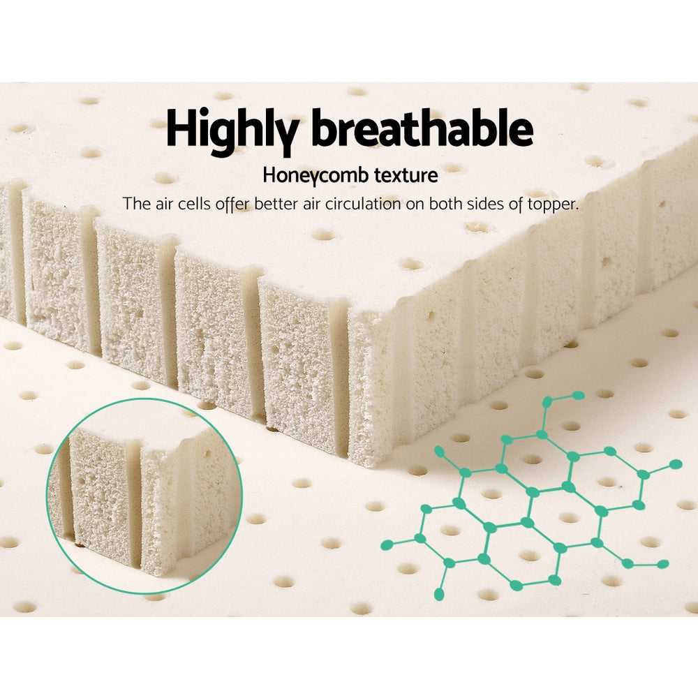 Giselle Bedding Latex Mattress Topper, 5cm Thick Cooling Bed Pad for Side Sleepers Pain Relief, 7 Zone Foldable Mat with Washable Cover for Guest Room Bedroom Queen