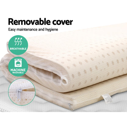 Giselle Bedding Latex Mattress Topper, 5cm Thick Cooling Bed Pad for Side Sleepers Pain Relief, 7 Zone Foldable Mat with Washable Cover for Guest Room Bedroom Queen
