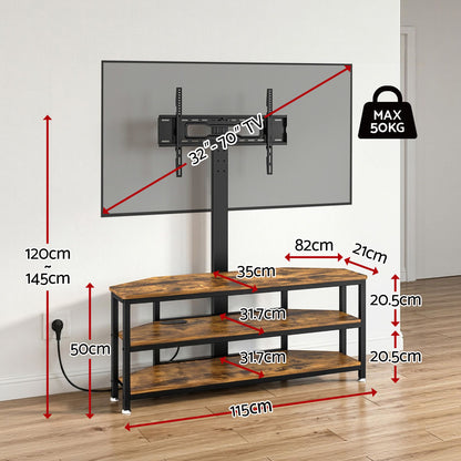 Artiss Corner TV Stand 32-70" w/ Mount LED Lights & Power Outlet Space Saving
