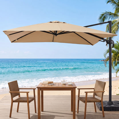 Instahut Outdoor Umbrella 3m Left-right Tilting Cantilever Patio Parasol Beige