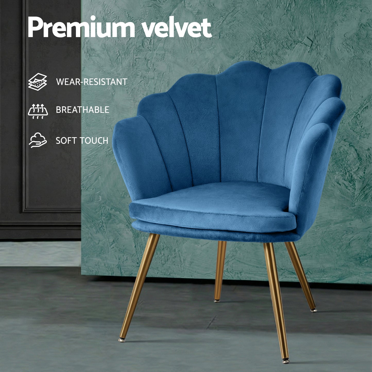 Artiss Armchair Velvet Blue Callista