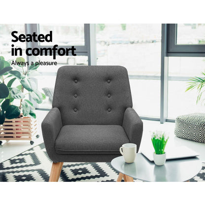 Artiss Armchair Linen Fabric Anne Charcoal