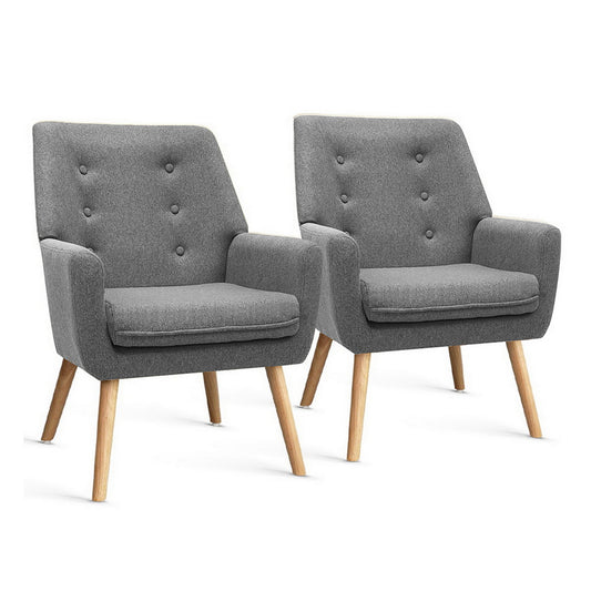 Artiss 2X Armchair Lounge Chair Accent Tub Chair Grey ANNE