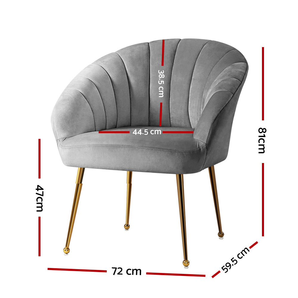Artiss Armchair Velvet Grey Eloise