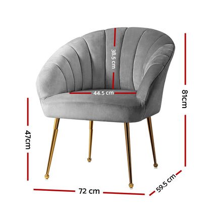 Artiss Armchair Velvet Grey Eloise