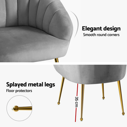 Artiss Armchair Velvet Grey Eloise