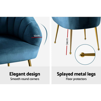 Artiss Armchair Velvet Blue Eloise