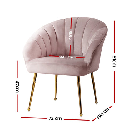 Artiss Armchair Velvet Pink Eloise