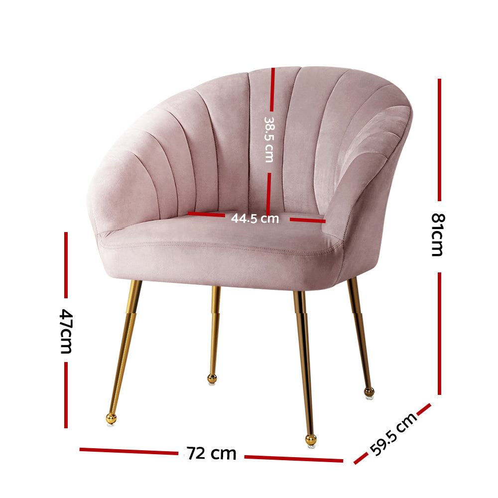 Artiss Armchair Velvet Pink Eloise