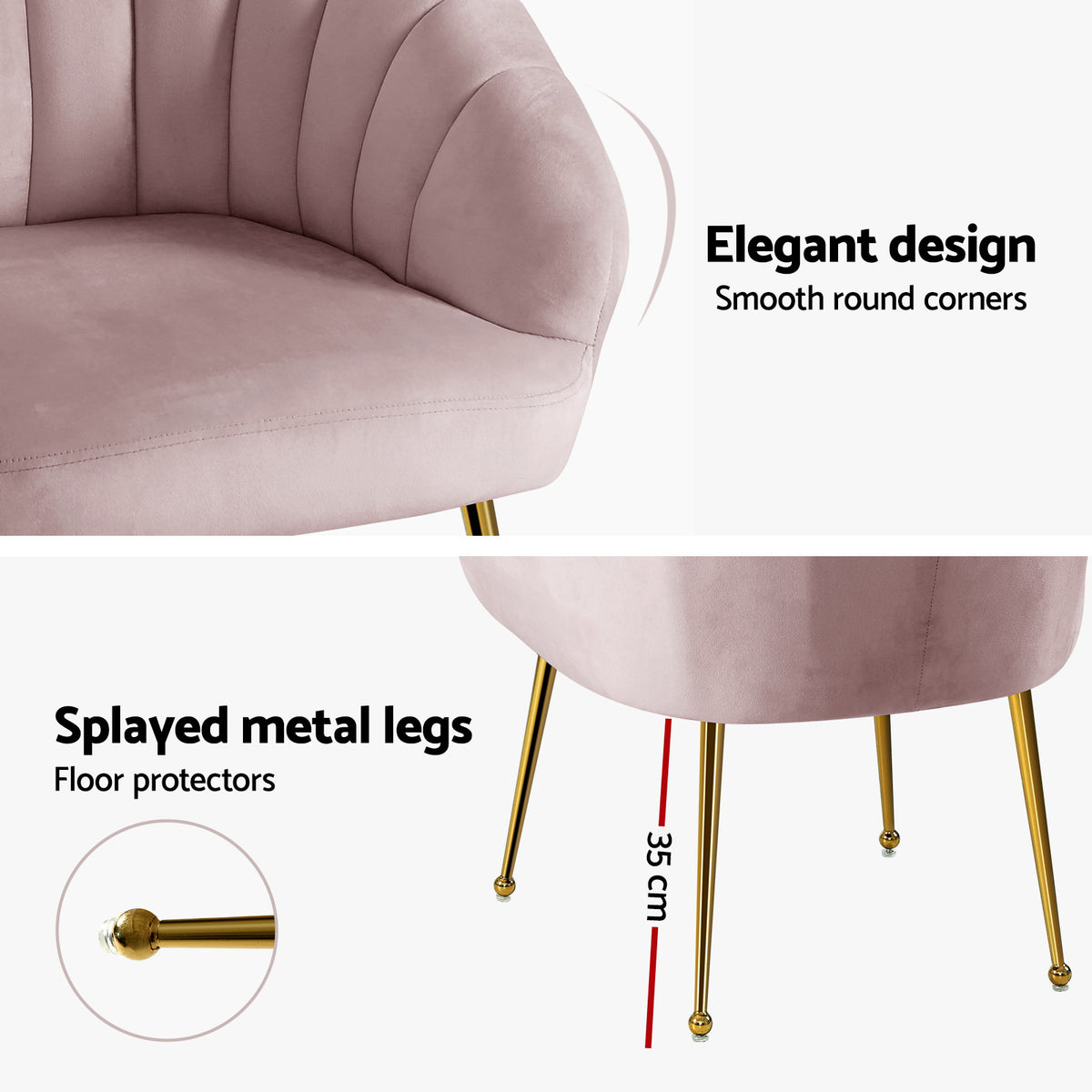 Artiss Armchair Velvet Pink Eloise