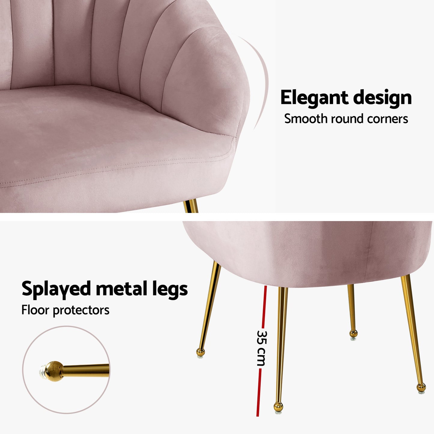 Artiss Armchair Velvet Pink Eloise