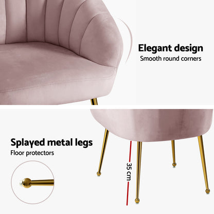 Artiss Armchair Velvet Pink Eloise