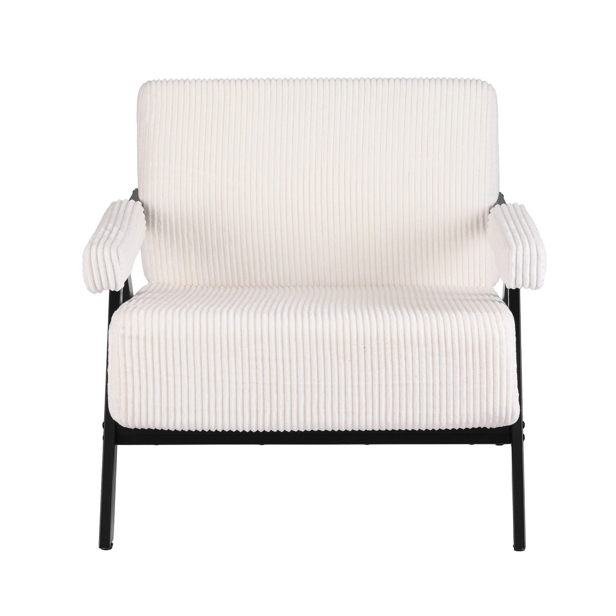Artiss Compressed Armchair White Corduroy Accent Chair for Small Space