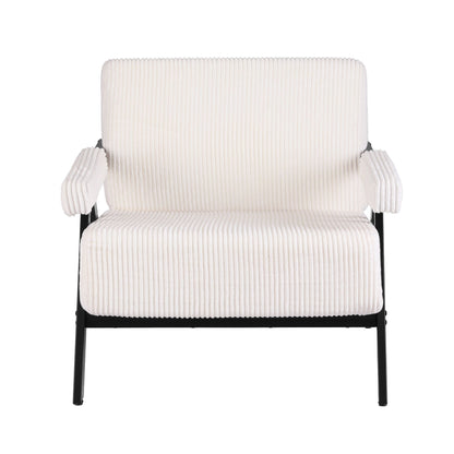 Artiss Compressed Armchair White Corduroy Accent Chair for Small Space