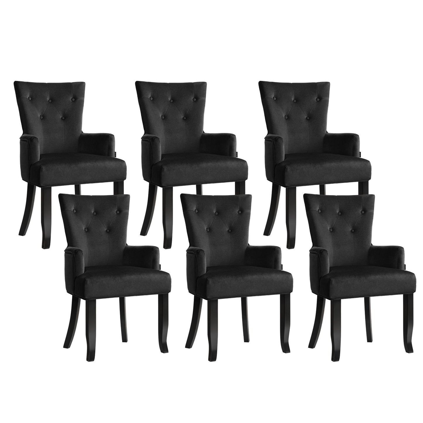 6x Artiss Dining Chairs Velvet French Provincial Armchair Black