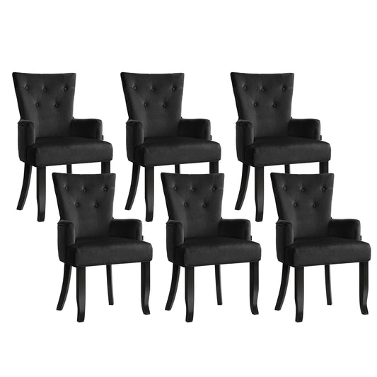 6x Artiss Dining Chairs Velvet French Provincial Armchair Black