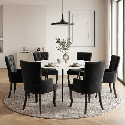 6x Artiss Dining Chairs Velvet French Provincial Armchair Black