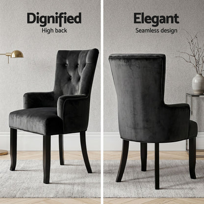 6x Artiss Dining Chairs Velvet French Provincial Armchair Black