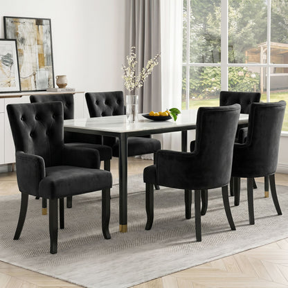 6x Artiss Dining Chairs Velvet French Provincial Armchair Black