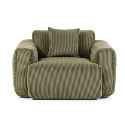 Artiss Compressed Armchair Sofa with Cushion Corduroy No Assembly Green