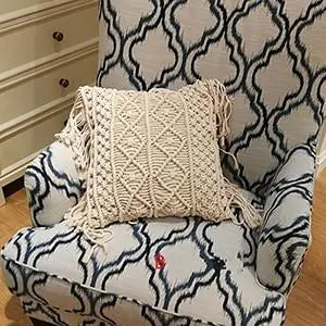 Handwoven Cotton Tassel Pillow Cover - Bohemian Style