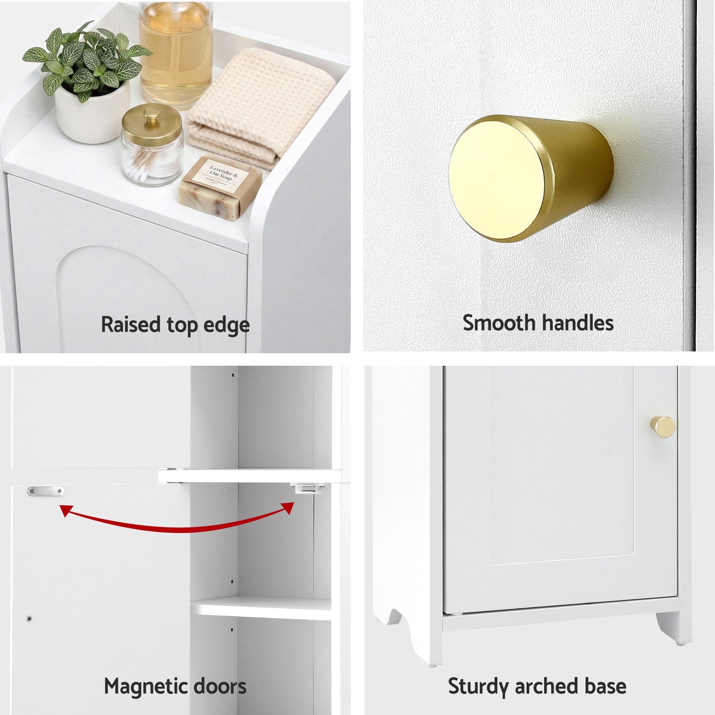 Artiss 2x Bathroom Storage Cabinet 2-Tier Slim Toilet Organizer Adjustable White
