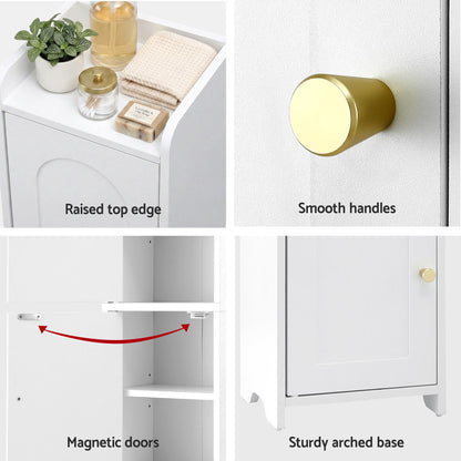 Artiss 2x Bathroom Storage Cabinet 2-Tier Slim Toilet Organizer Adjustable White