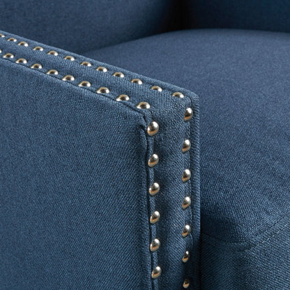Cecilia Classic Studded Dark Blue Wingback Club Armchair
