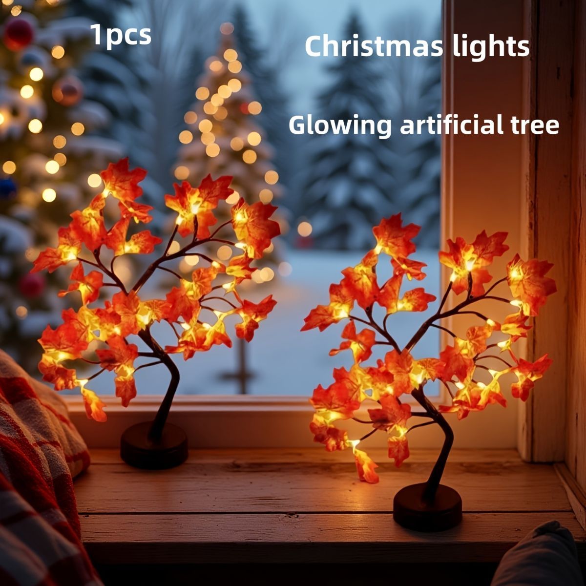 maple leaf lamp, LED table lamp, bendable branch lamp, home decor lamp, festive light, autumn decoration, nightstand lamp, Australian home decor, energy-saving lamp, indoor ambience lighting - maple tree - Size LED-USB