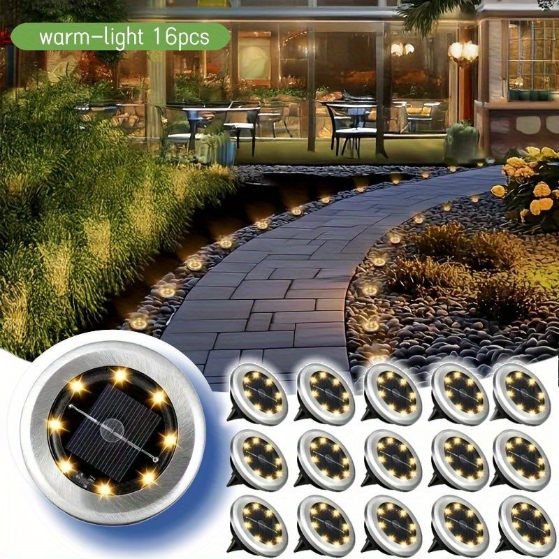 solar ground disk lights, outdoor lighting Australia, 8 LED lights, stainless steel solar lights, path lighting, garden driveway lights, courtyard lawn lighting, solar powered ground lights, energy efficient garden lights, automatic dusk to dawn lights -