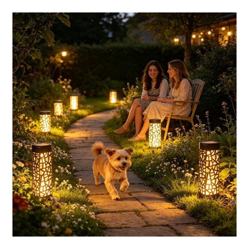 solar garden lights, outdoor waterproof lights, warm white LED pathway lights, automatic dusk to dawn lights, landscape lighting, lawn lights, patio lights, driveway lights, solar stake lights, Australian outdoor lights - Warm light - Size 6PCS
