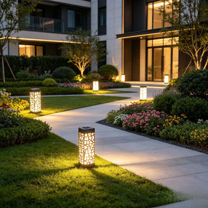 solar garden lights, outdoor waterproof lights, warm white LED pathway lights, automatic dusk to dawn lights, landscape lighting, lawn lights, patio lights, driveway lights, solar stake lights, Australian outdoor lights - Warm light - Size 6PCS