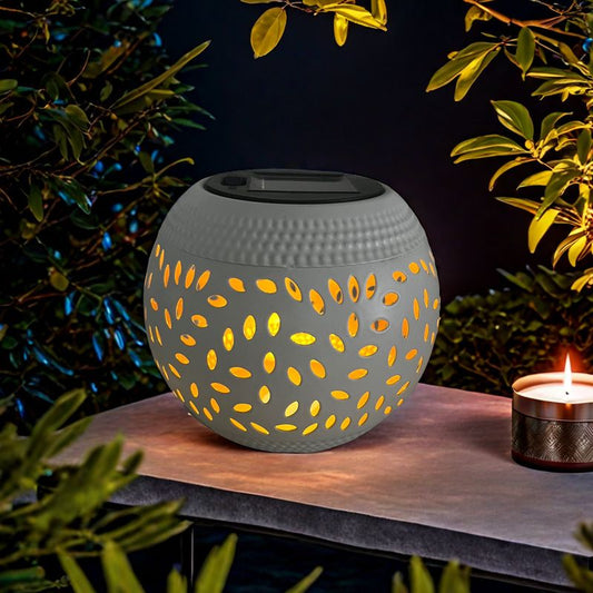 solar lamp, outdoor solar light, iron hollow out lamp, courtyard decor, garden lighting, camping light, landscape lamp, Christmas decoration, eco-friendly light - White - Size L