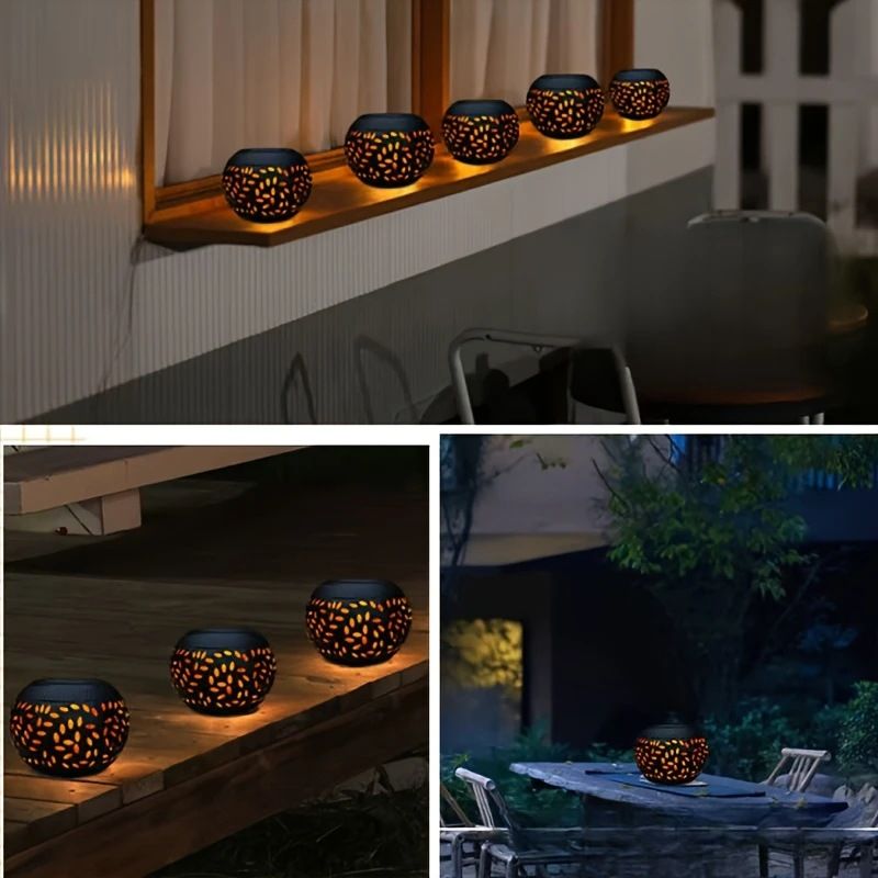solar lamp, outdoor solar light, iron hollow out lamp, courtyard decor, garden lighting, camping light, landscape lamp, Christmas decoration, eco-friendly light - White - Size L