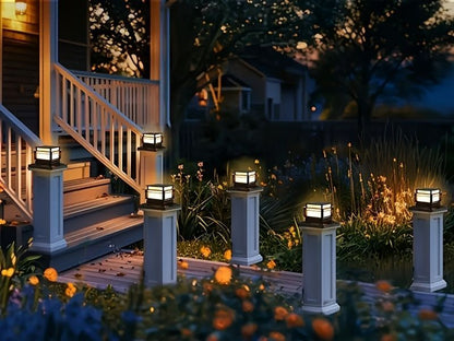 solar post cap lights, outdoor LED lights, nickel batteries, IPX4 water resistant, garden lighting, porch lighting, patio lighting, staircase lighting, Australian outdoor decor, eco-friendly garden lights, automatic dusk to dawn, fence post lights, solar