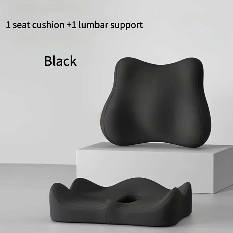black**Waist Support and Seat Cushion Combo: Scientifically Supports the Back, Breathable and Pressure-Relieving, Comfortable for 8 Hours of Sitting**