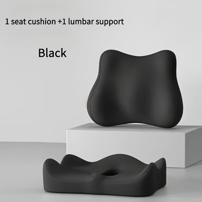 black**Waist Support and Seat Cushion Combo: Scientifically Supports the Back, Breathable and Pressure-Relieving, Comfortable for 8 Hours of Sitting**