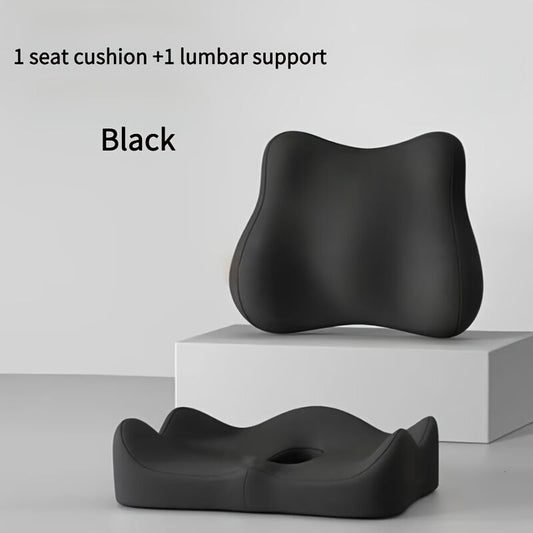 black**Waist Support and Seat Cushion Combo: Scientifically Supports the Back, Breathable and Pressure-Relieving, Comfortable for 8 Hours of Sitting**