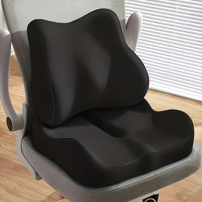 black**Waist Support and Seat Cushion Combo: Scientifically Supports the Back, Breathable and Pressure-Relieving, Comfortable for 8 Hours of Sitting**